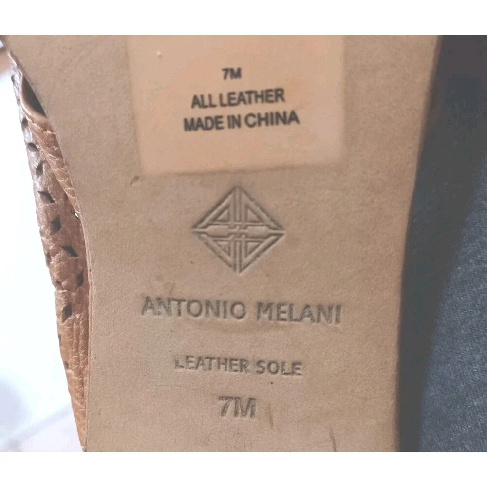 Antonio Melani Women's Brown Soft Leather Open Toe  Slingback Sandals Sz 7